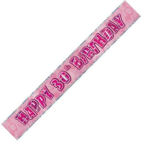 (image for) Happy 30th Birthday Pink Foil Banner (3.6m)